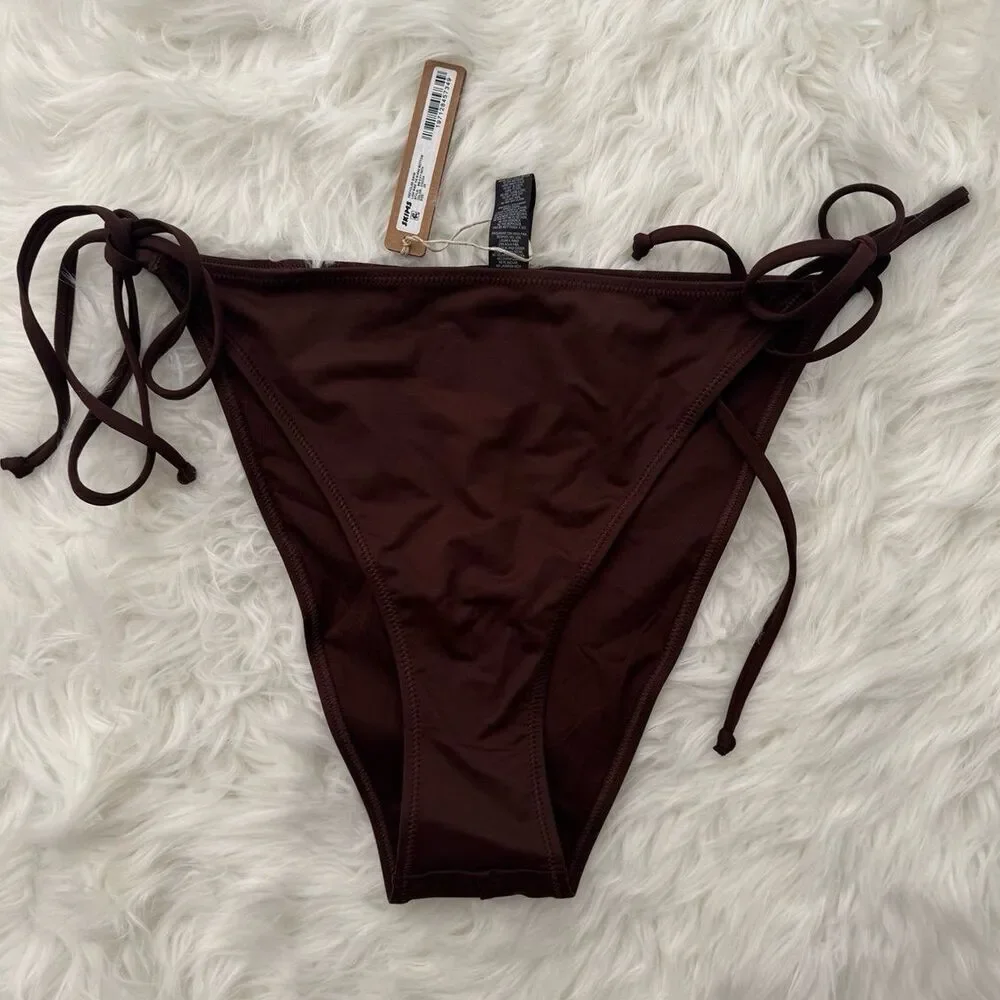 Skims Swim Low Rise Tie Bikini Bottom Cocoa Size 2X